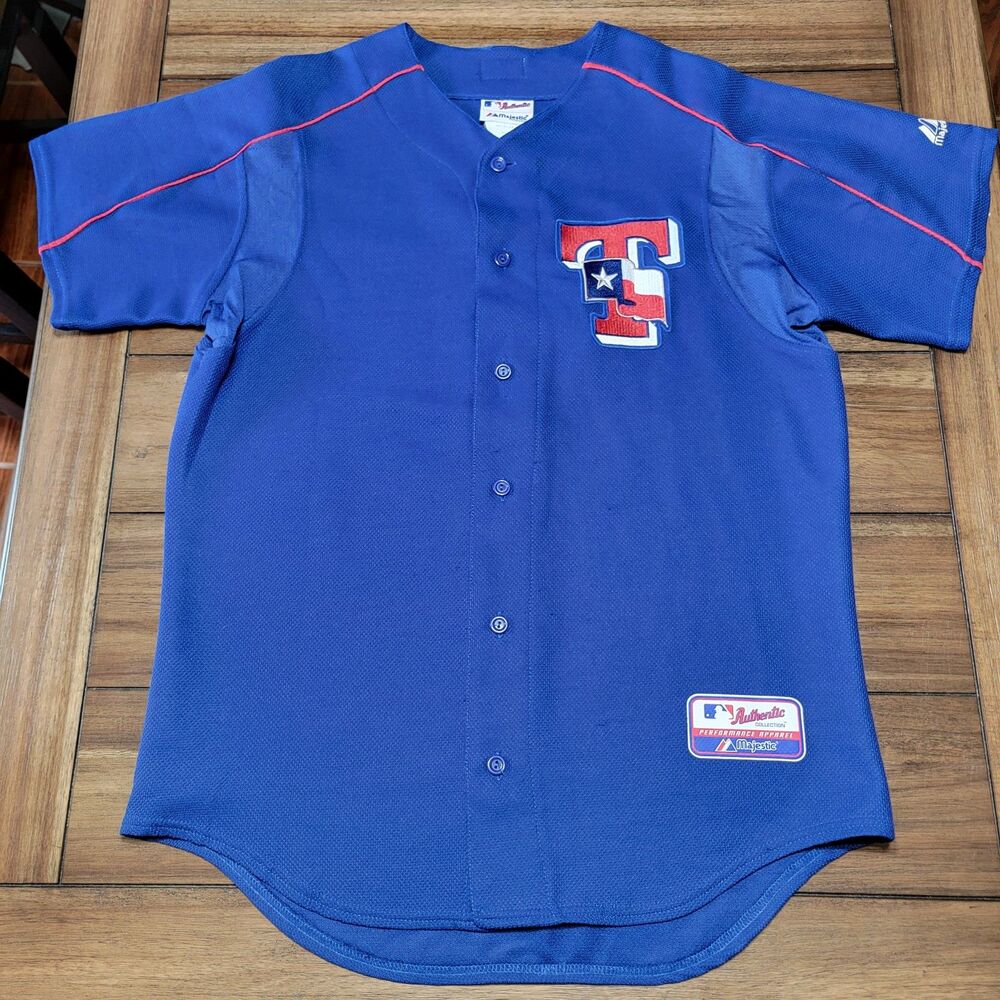 VINTAGE Majestic Athletic Texas Rangers SS Royal Blue Unisex Jersey - Medium